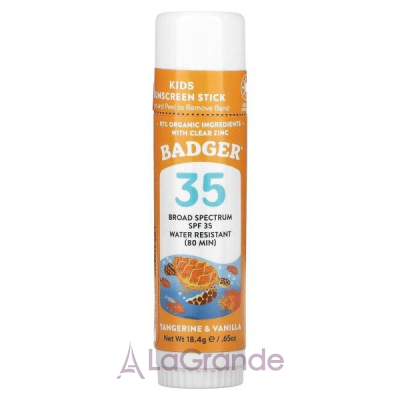 Badger Company Active Kids Sunscreen Stick SPF35 Tangerine & Vanilla       SPF35   