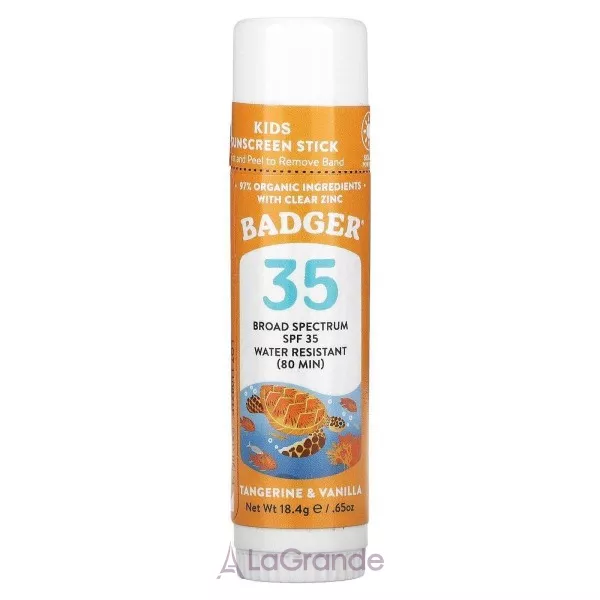 Badger Company Active Kids Sunscreen Stick SPF35 Tangerine & Vanilla ����������� ����������� �������������� ���� ��� ����� SPF35 � �������� 