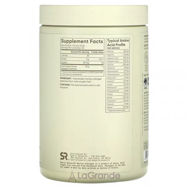 Sports Research Marine Collagen Unflavored ĳ������ ������� 