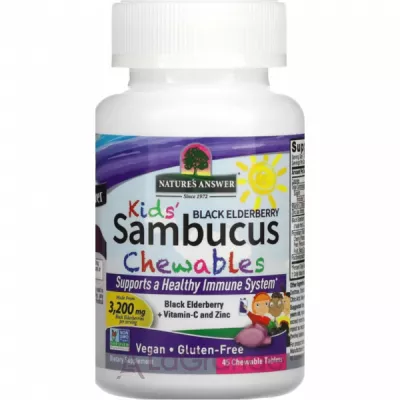 Nature's Answer Kid's Sambucus Chewables, Black Elderberry + Vitamin C and Zinc ĳ  