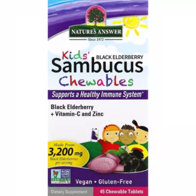 Nature's Answer Kid's Sambucus Chewables, Black Elderberry + Vitamin C and Zinc ĳ  