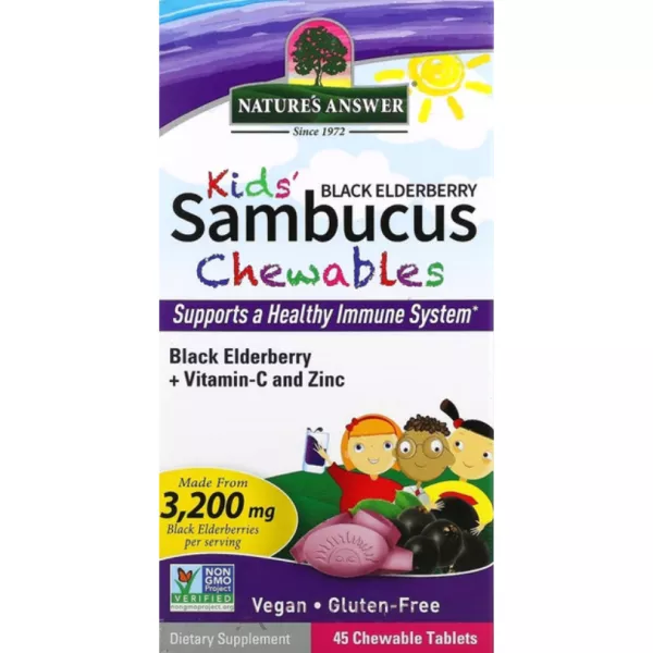 Nature's Answer Kid's Sambucus Chewables, Black Elderberry + Vitamin C and Zinc ����������� ������� 