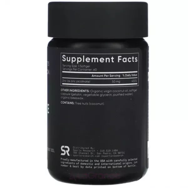 Sports Research Zinc Picolinate High Potency 30 mg ϳ������ ����� ������ �����������