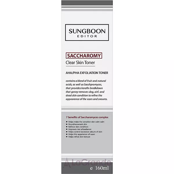Sungboon Editor Saccharomy Clear Skin Toner ��������� ����� ��� ���� � AHA BHA ��������� � �������������� �������