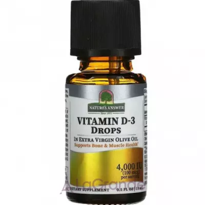 Nature's Answer Vitamin D-3 Drops 4000 IU  D3 4000 