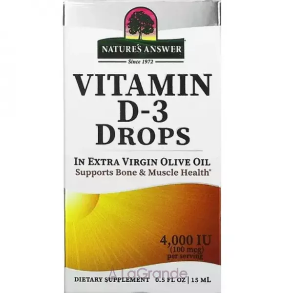Nature's Answer Vitamin D-3 Drops 4000 IU ������� D3 4000 ��