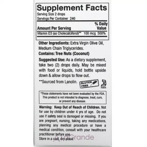 Nature's Answer Vitamin D-3 Drops 4000 IU ������� D3 4000 ��