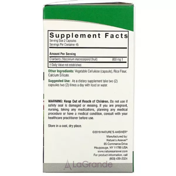 Nature's Answer Cranberry 800 mg ĳ������ ������� 