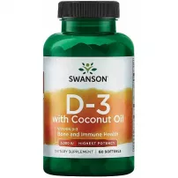Swanson Vitamin D3 with Coconut Oil 5000 IU ĳ������ ������� "³���� D3 � ��������� ������, ����������������", 5000 ��