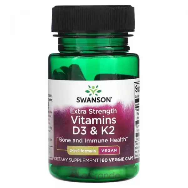 Swanson Extra Strength Vitamins D3 & K2 ĳ������ ������� 