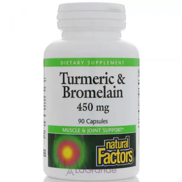 Natural Factors Turmeric & Bromelain 450 mg ĳ������ ������� 