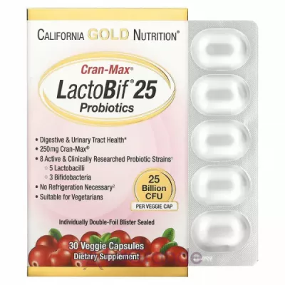 California Gold Nutrition Cran-Max LactoBif 25 Probiotics   