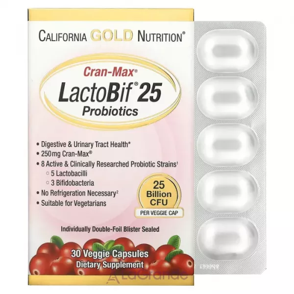 California Gold Nutrition Cran-Max LactoBif 25 Probiotics ����������� ������� 