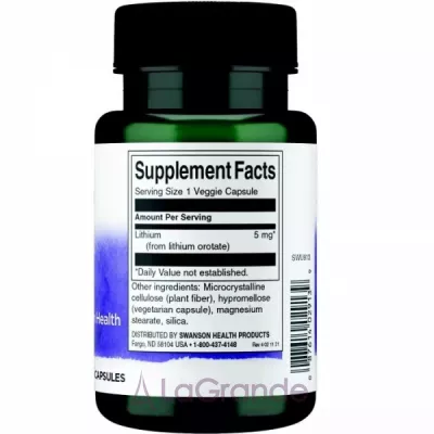 Swanson Lithium Orotate 5 mg ĳ  