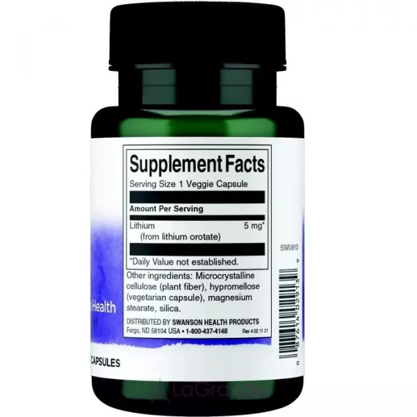 Swanson Lithium Orotate 5 mg ĳ������ ������� 