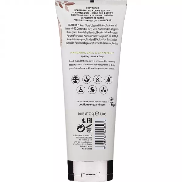 Grace Cole Boutique Mandarin, Basil & Grapefruit Body Scrub ����� ��� ���� 
