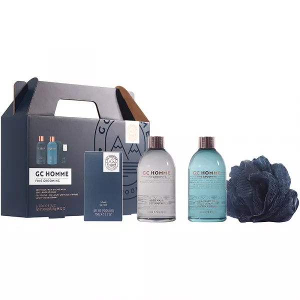 Grace Cole GC Homme Fine Grooming Full Body Cleanse ���� ��� ��� ��������, 4 �������� (b/wash/250ml + h/beard/shm/250ml + soap/150g + sponge/1pc)
