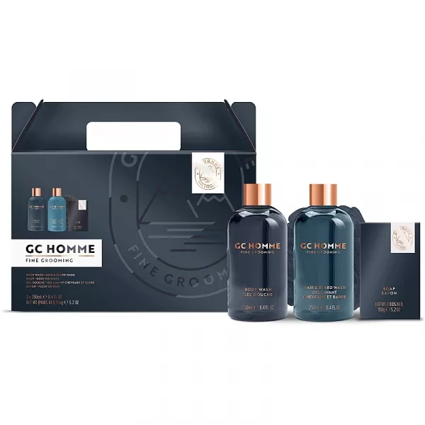Grace Cole GC Homme Fine Grooming Full Body Cleanse ���� ��� ��� ��������, 4 �������� (b/wash/250ml + h/beard/shm/250ml + soap/150g + sponge/1pc)