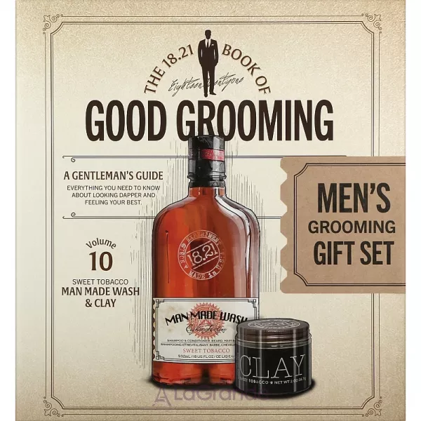 18.21 Man Made Book Of Good Grooming Gift Set Volume 10 Sweet Tobacco ���� (wash/532ml + h/clay/56.7ml)
