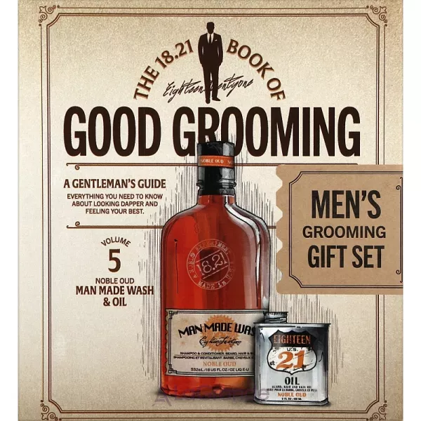18.21 Man Made Book Of Good Grooming Gift Set Volume 5 Noble Oud ���� (wash/532ml + oil/60ml)