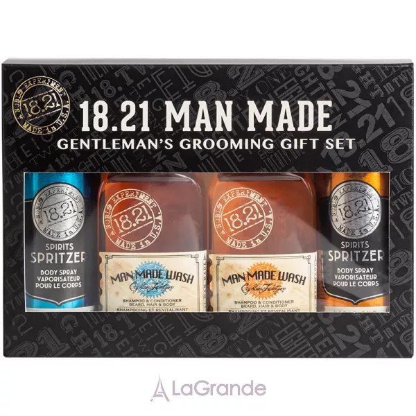 18.21 Man Made Gentleman's Grooming Gift Set Absolute Mahogany & Noble Oud ���������� ������� ����� (4�100ml)