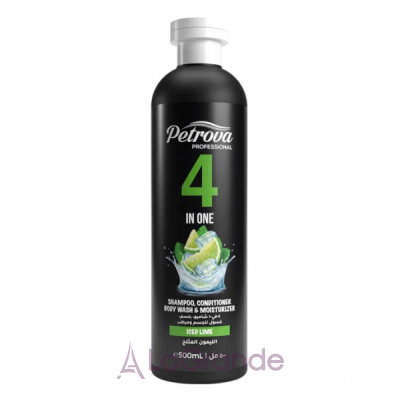 Petrova Professional 4in1 Shampoo, Conditioner Body Wash & Moisturizer Iced Lime - 41 