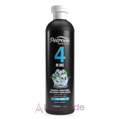 Petrova Professional 4in1 Shampoo, Conditioner Body Wash & Moisturizer Cool Mint - 41 