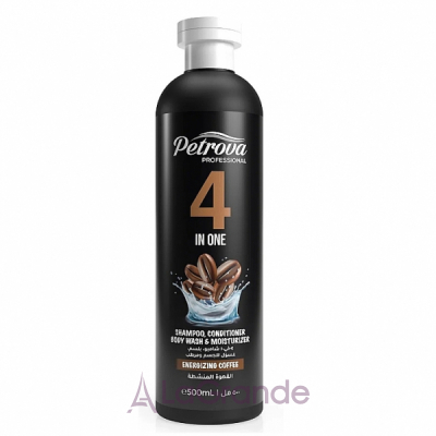 Petrova Professional 4in1 Shampoo, Conditioner Body Wash & Moisturizer Energizing Coffee - 41 