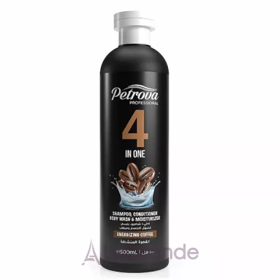Petrova Professional 4in1 Shampoo, Conditioner Body Wash & Moisturizer Energizing Coffee - 41 