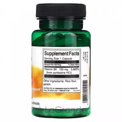 Swanson Vitamin B6 (Pyridoxine) 100 mg   