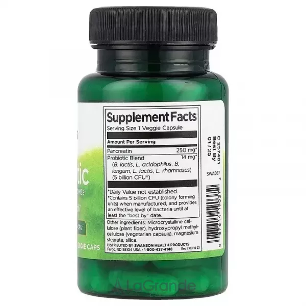Swanson Probiotic with Digestive Enzymes 5 Billion CFU ĳ������ ������� 