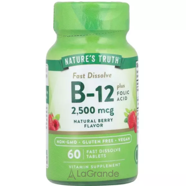 Nature's Truth Vitamin B-12 Folic Acid 2500 mcg Natural Berry ĳ������ ������� 