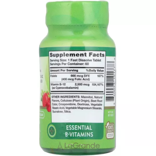 Nature's Truth Vitamin B-12 Folic Acid 2500 mcg Natural Berry ĳ������ ������� 
