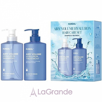 Kundal Airy Volume Hyaluron Hair Care Set ���� �������������� ������ ��� ��'��� ������� (shampoo/500ml + h/cond/500ml)