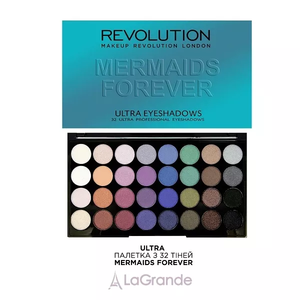 Makeup Revolution Ultra Eyeshadows Palette Mermaids Forever ������� ����� ��� ���, 32 �������
