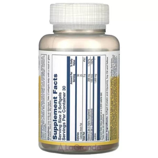 Solaray Bio Vitamin E � Selenium 268 mg ³���� E �� ������� 268 ��