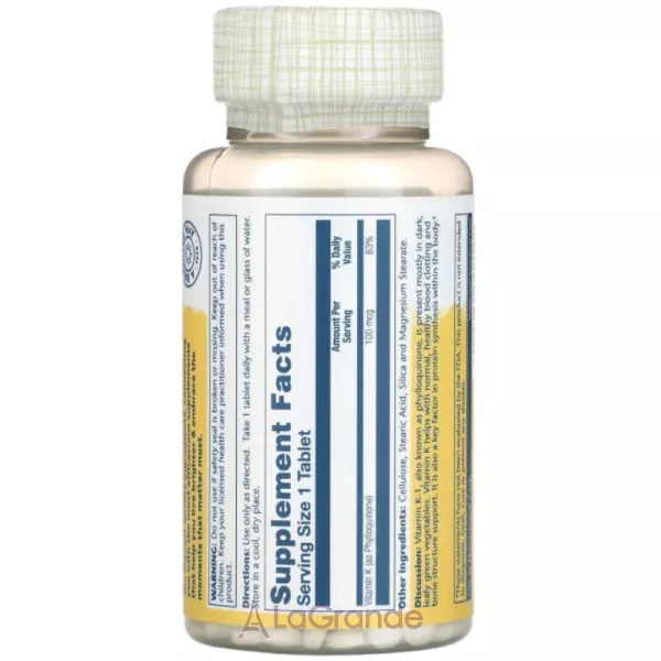 Solaray Vitamin K-1 100 mcg ³���� �-1 100 ���