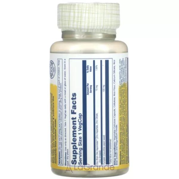 Solaray Zinc Asporotate 15 mg ĳ������ ������� 