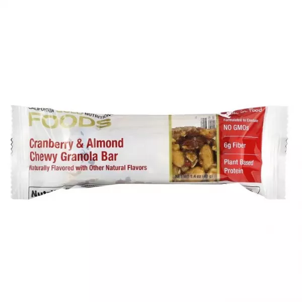 California Gold Nutrition Foods Cranberry & Almond Chewy Granola Bar �������� 