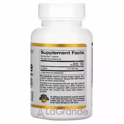 California Gold Nutrition L-Taurine 1000 mg ����������� ������� 