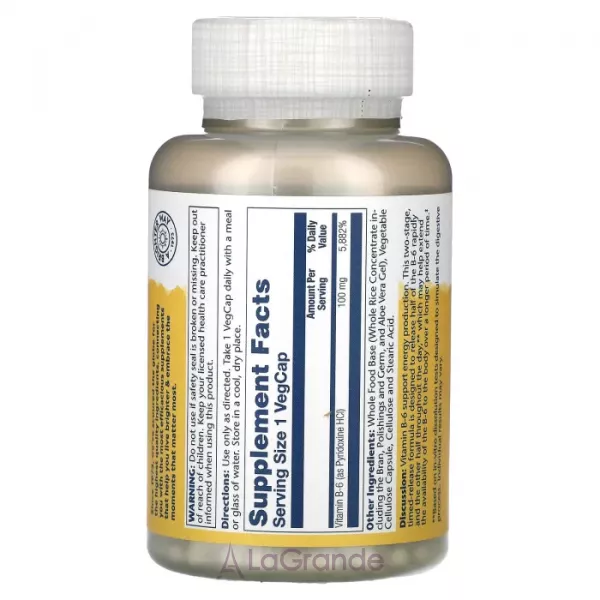 Solaray Vitamin B-6 100 mg ĳ������ ������� 