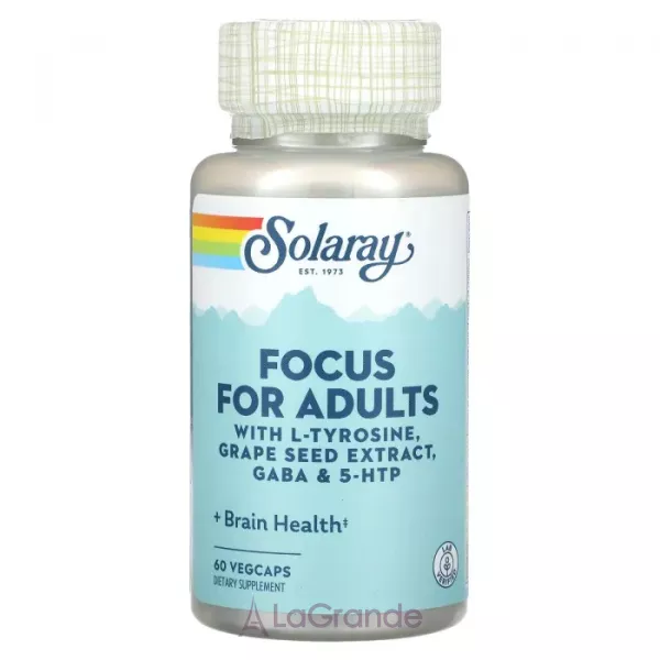 Solaray Focus For Adults ĳ������ ������� ��� �������� ���������� ������� ��� �������� � L-���������, ���������� ����������� �������, ���� �� 5-HTP