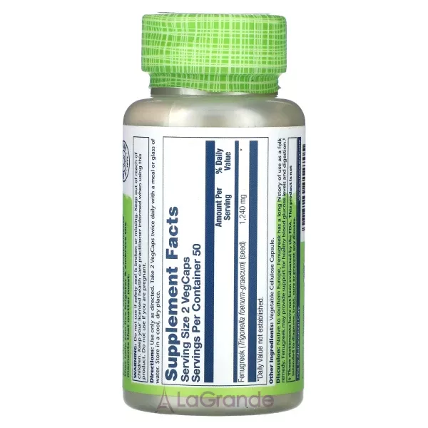 Solaray True Herbs Fenugreek 1240 mg ����������� ������� 