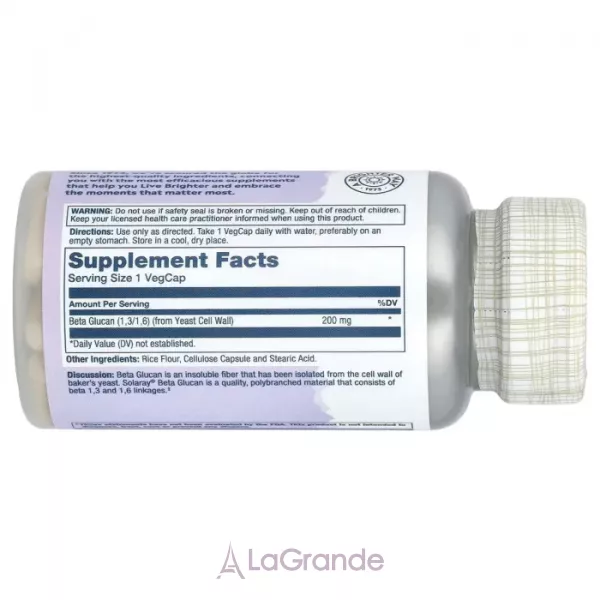 Solaray Beta Glucan 200 mg ĳ������ ������� 