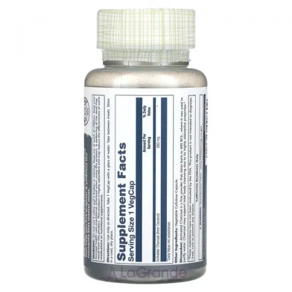 Solaray Activated Charcoal 280 mg ����������� ������� 