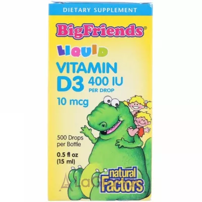 Natural Factors Big Friends Liquid Vitamin D3 10 mcg (400 IU) ����������� ������� ��� ����� 