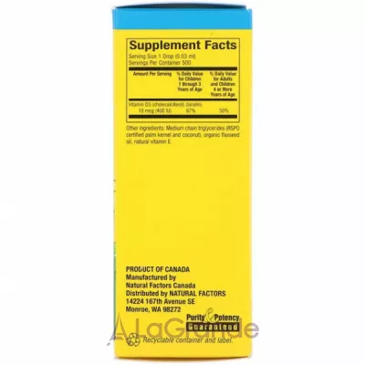 Natural Factors Big Friends Liquid Vitamin D3 10 mcg (400 IU) ����������� ������� ��� ����� 