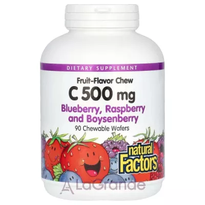 Natural Factors Vitamin C 500 mg Blueberry Raspberry And Boysenberry ����������� �������� � ��������� C, �� ������ ��������, ������ � ���������� �����