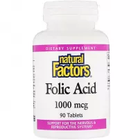 Natural Factors Folic Acid 1000 m�g ����������� ������� "�������� �������", 1000 ���