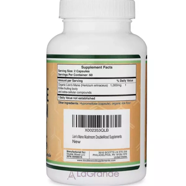 Double Wood Lion's Mane Mushroom 500 mg ĳ������ ������� 
